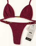 Burgundy Tricot Adjustable Brazilian Bikini Set