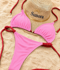 Pink and Red Brazilian Braided Bikini Set