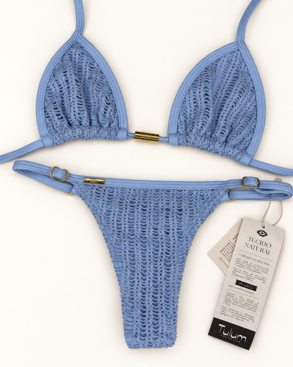 Candy Blue Tricot Adjustable Brazilian Bikini Set
