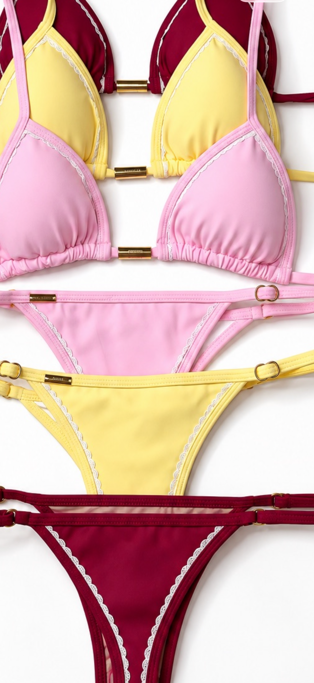 Yellow Lace Adjustable Brazilian Bikini Set